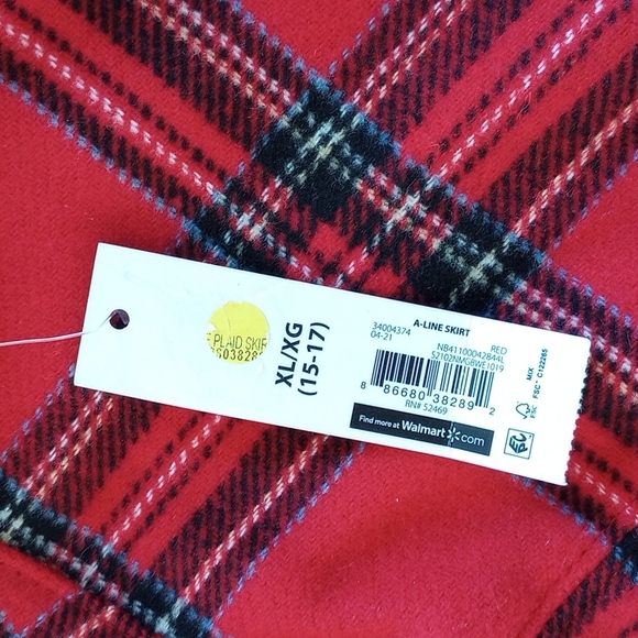 No Boundaries Junior's Plaid Flannel Mini Skirt Size:XL Color: Red, Black NWT - Picture 5 of 7